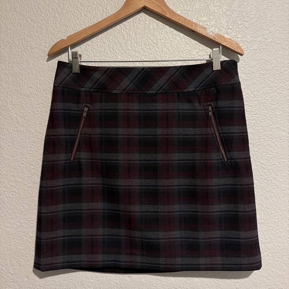 NEW LOFT Plaid Mini Skirt Academia Office Retro 90s Y2K Aline Preppy Pockets 10 - Picture 2 of 6
